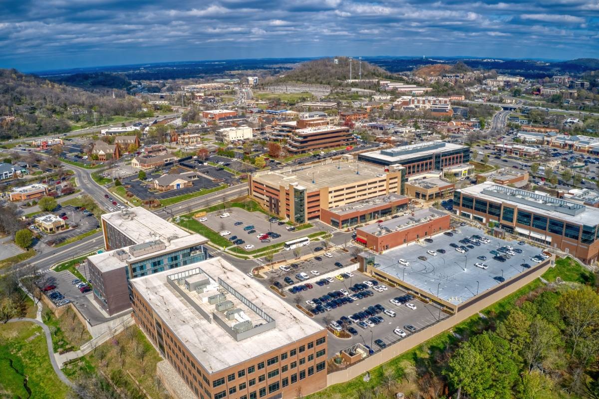 An aerial image of Brentwood, Tennessee (TN)