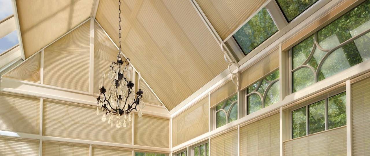 Skylight window treatments for homes near Nashville, Tennessee (TN), including honeycomb shades